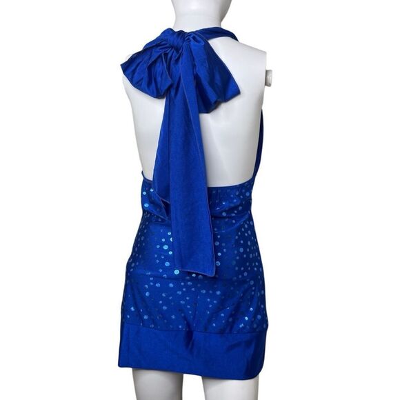 Dream Girl Polka Dot Halter Tunic Blue One Size Fits Most - Picture 3 of 3